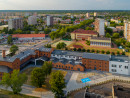 Aerial view of the former brewery
